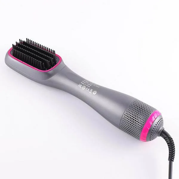 Hot air hair straightening brush